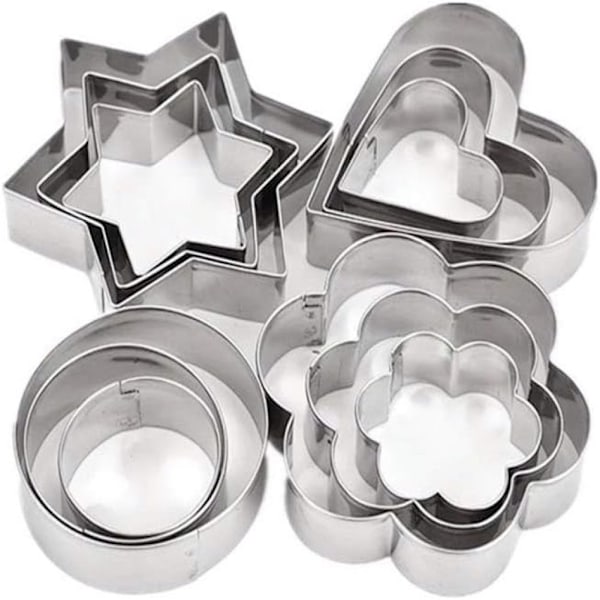 Kakformar i Metall Set för Bakning, Rostbeständigt Rostfritt Stål Non-Stick Kakformar med Lättgreppskanter för Kök DIY Kex