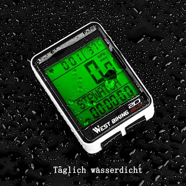 Cykeldator Cykelmätare Trådlös Vattentät Stor LCD-skärm 5 Språkalternativ Cykeldator Automatisk väckning och sömn Multifunktion