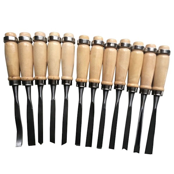 Träsnideri Mejslar Set Polerat Bekvämt Grepp Praktiskt Bärbar Hand Snideri Mejslar Kit 12Pcs