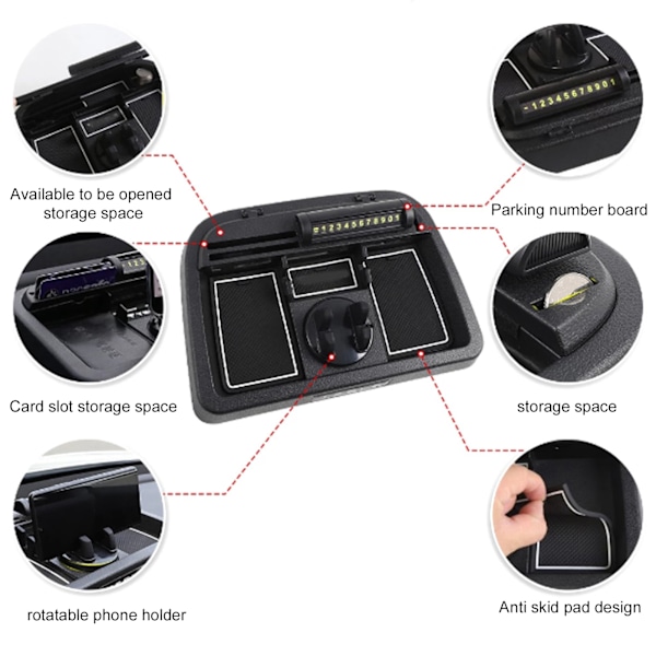 Multifunktionell Bilinstrumentbräda Greppbricka Dashboard Organizer Ersättning för Tesla Model 3/Y 2017‑2022