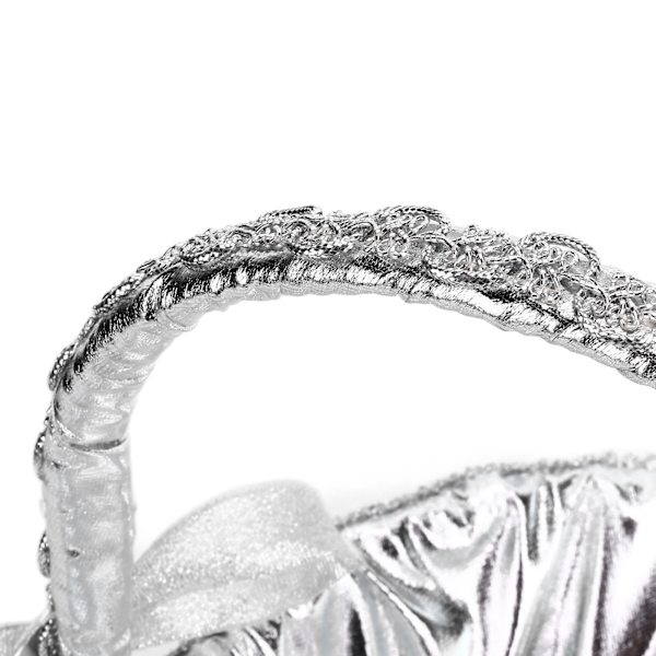 Bröllopsblomkorg Silver Hand Blomkorg Romantisk Rhinestone Blomkorg med Spets M