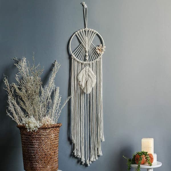 Boho Macrame Drömfångare, Handgjord För Ett Romantiskt Sovrum, Främjar Söta Drömmar