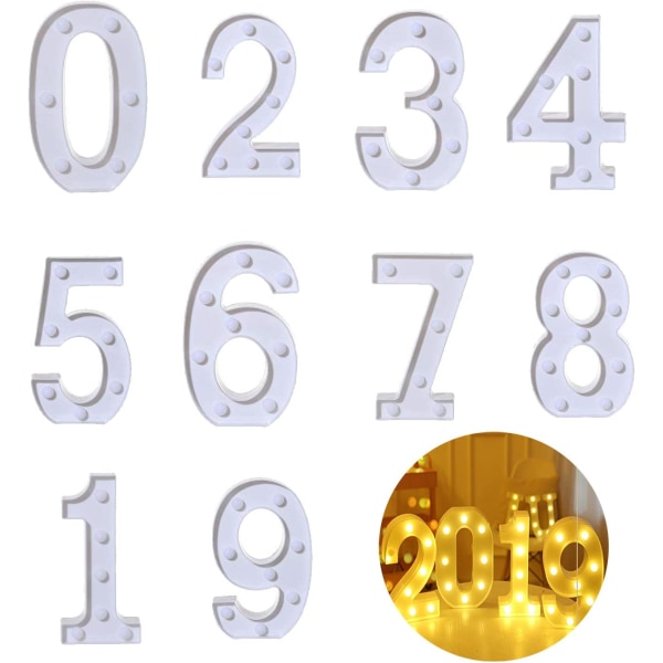 LED-siffror Lampnummer Upplysta siffror, LED-dekoration för
