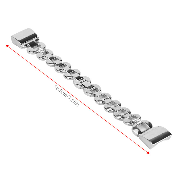 Rostfritt stål silver fashion smart armband band rem kompatibel med Fitbit Charge 2 tillbehörSilver med vita strass
