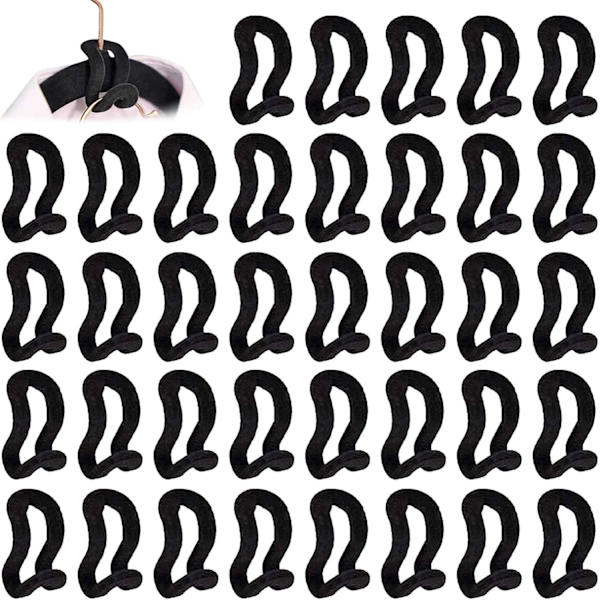 Mini krok hänge, för flock hängare halkfria hängare krok hängare kaskad skåp för garderob, badrum, sovrum, kök-svart 40 stycken