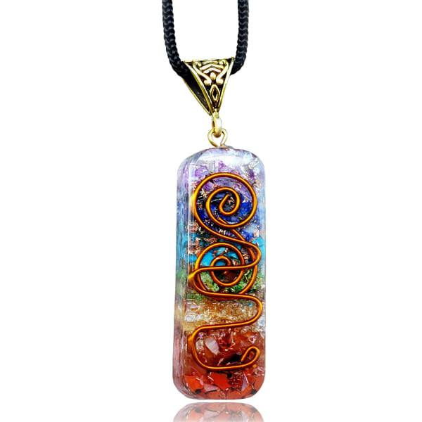 Chakra ädelstenshänge med justerbar sladd – Halsband med sju chakrastenar för meditation och andlig energi