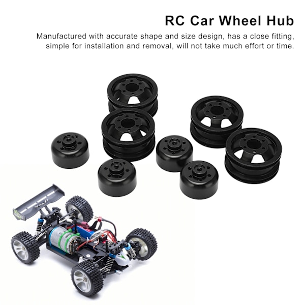 RC-hjulnav i aluminiumlegering för WPL Fj40 C14 C24 B14 B24 B16 B36 1/16 modellfordon - Svart