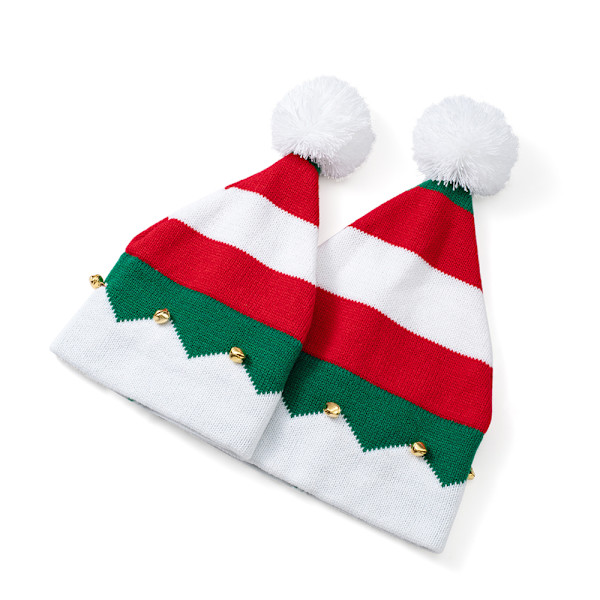 Jultomteluva, tomteluva, stickad mössa med bjällror, juldekoration, julfest för barn, flickor, pojkar, röd