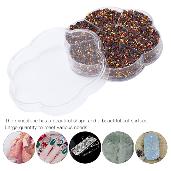 14400 st Flat Back Rhinestones Bländande Färgglada DIY Robusta Regnbågsfärgade Rhinestones Runda Pärlor för Manikyr Makeup Kumquat AB