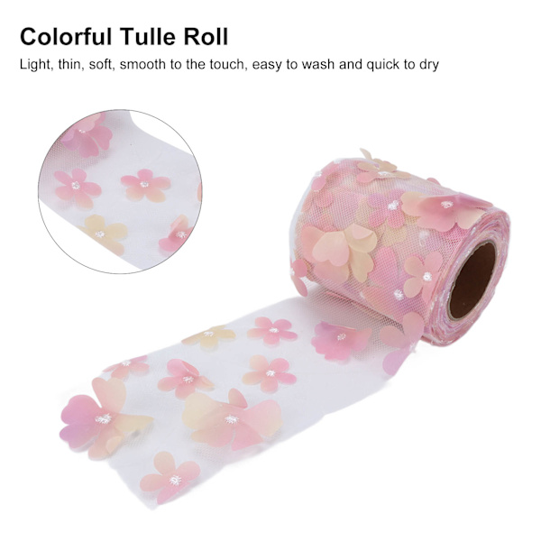 Tulle rulle färgglad gradient blomma rosett nät tyg rulle DIY material band röd