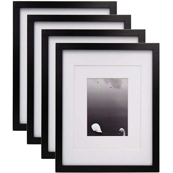 11x14 Tavelram Set om 4, Högupplöst Plexiglas, Bilder 8x10 eller 9x12 med Passepartout eller 11x14 Utan Passepartout för Väggmontering Fotoramar Galleri