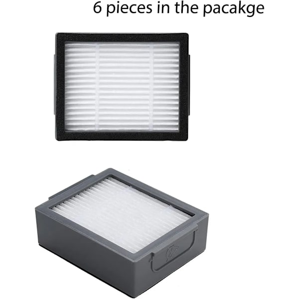 6-pack HEPA-filter kompatibla med iRobot Roomba evo, i, e, j-serien E5 E6 E7 i1 i2 i3 i4 i5 i6 i7 i8 j7 och alla Plus-versioner