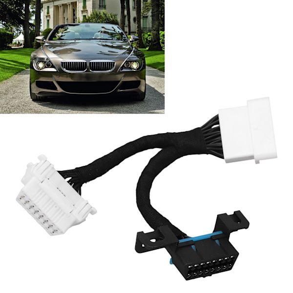 0,15m 16-stifts OBD2-delarexensionskabel Y-kabel hane till dubbla honkontakter Universal för bildiagnostiskt verktyg