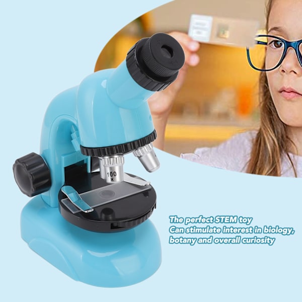 Barnmikroskop Vetenskapssats HD Förstoringsglas Student Biologiskt Mikroskop för Biologiskt Vetenskapsexperiment Blå