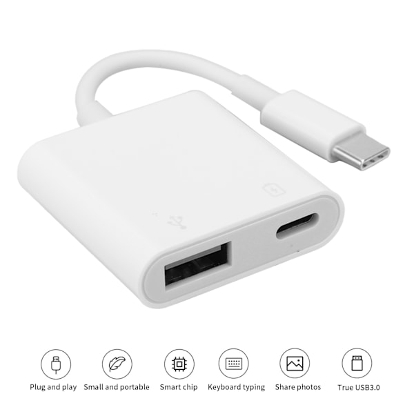 OTG Kameraadapter, Plug and Play Minneskortläsare med Dubbla Kortplatser, Höghastighetsdataöverföring för Lightning-enheter, Universell Kompatibilitet