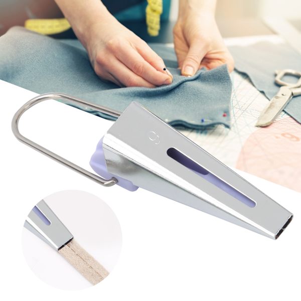 Tejptillverkare 5 storlekar tyg snedställd tejp maskin set DIY quiltning fållverktyg kit för hushåll 9MM lila