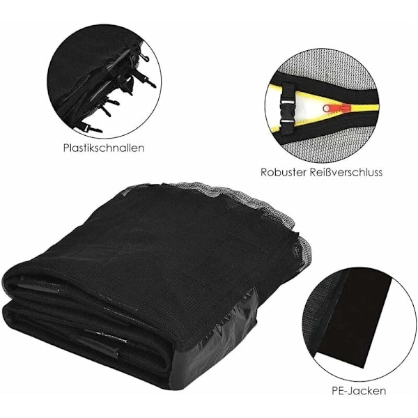 Högdensitets Skyddsnät för Trampolin, Ersättningsnät för 10ft Utomhusramar, UV-Resistent Mesh, Slitstarkt PE-tyg med Låskrokar, Giftfritt