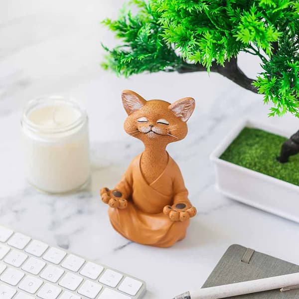 Buddha kat statue meditation yoga samlerobjekt gave til kat