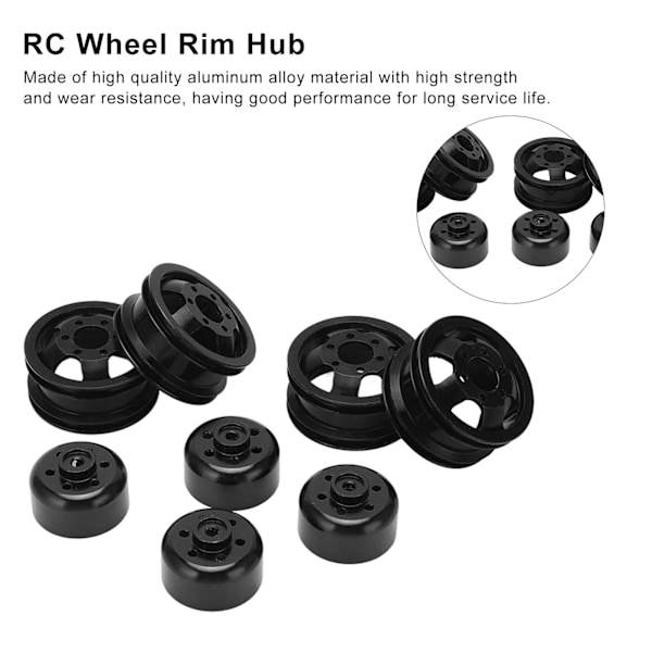 RC-hjulnav i aluminiumlegering för WPL Fj40 C14 C24 B14 B24 B16 B36 1/16 modellfordon - Svart
