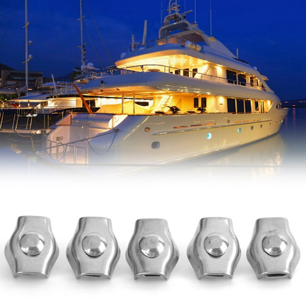 5PCS Repklämma Simplex Rostfritt Stål Marin Hårdvara Fixeringsklämma för Lyftanordningar 3mm/0,12in