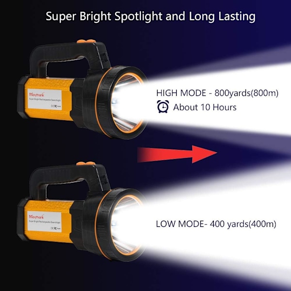 Nödlampa, Ultralångvarig Uppladdningsbar Multifunktionell LED-ficklampa med Batteribankfunktion, Sidostrålkastare för Bärbar Användning