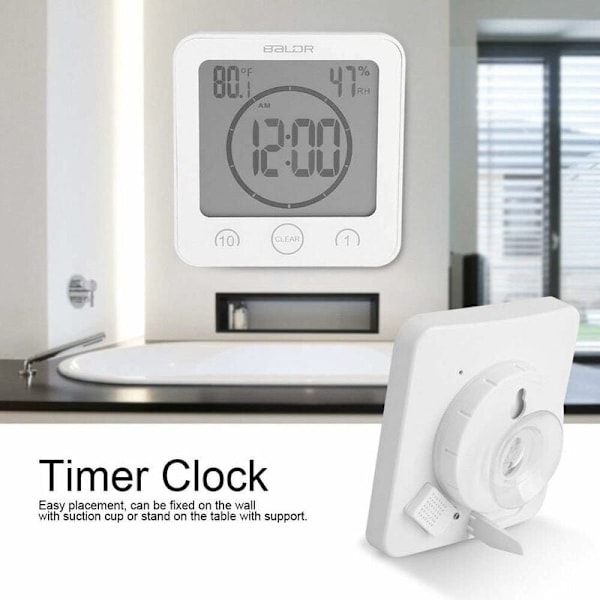 Digital Duschklocka, Vattentålig för Badrum och Kök, Pekskärmstimer, Flexibel Installation, Nedräkningstimer med Alarm, Temperatur