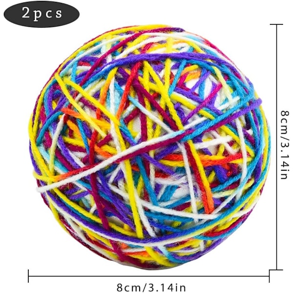 Interaktivt Djurkul, Garnbollsklockor Främjar Tandhälsa, Träningshjälpmedel För Energisk Kattunge Valp Jakt, 8Cm Diameter Färgad Ulltrådsskum