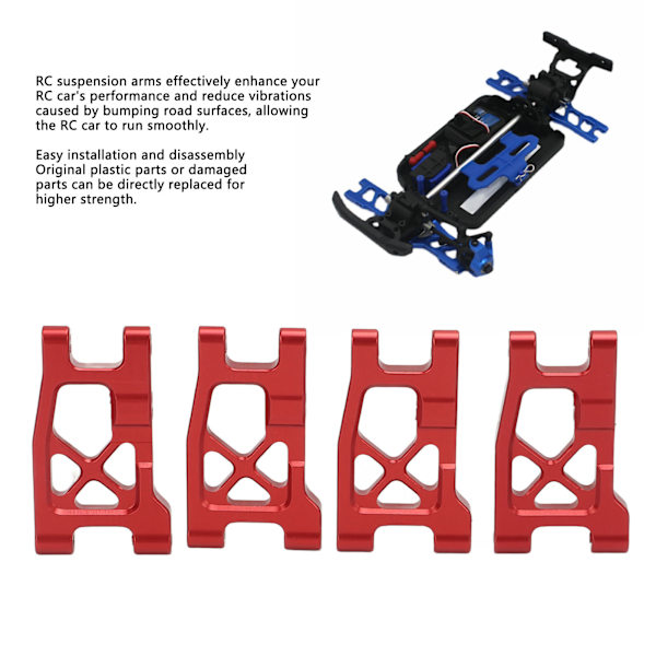 RC främre bakre svingarmar aluminiumupphängningsarmar set för Traxxas Latrax Teton för Desert Prerunner 1/18 RC bil röd