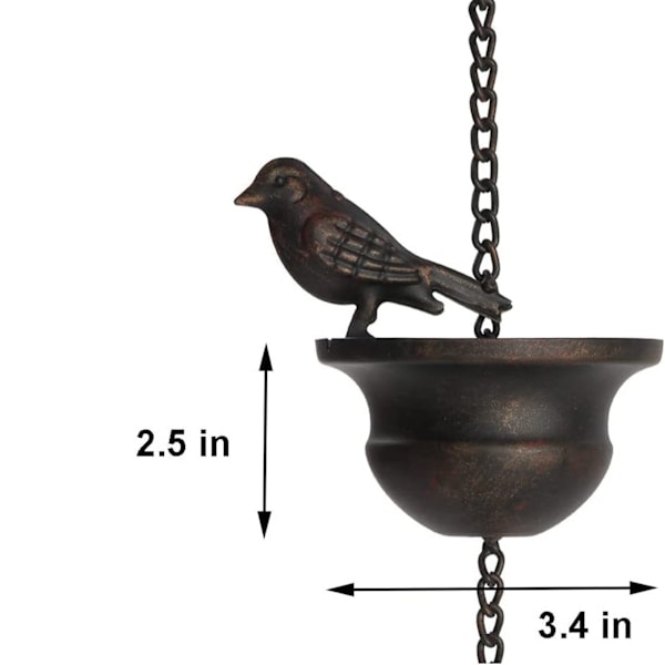 Regnkedja utomhus mobil fåglar kopp regnkedja dekorativ ersättning för hängrännor stuprör
