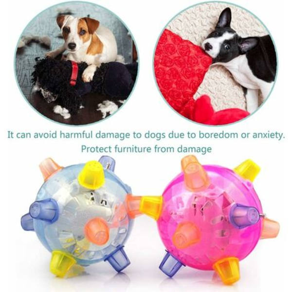 LED Hoppboll för Hund, Hoppaktivering, Luminous Gummiboll, Giftfria Blinkande Hoppbollar, Giftfri Husdjurs Flash Dance Boll med Färgglada LED