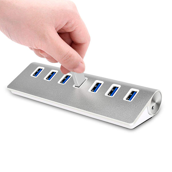 7 portar USB 3.0 höghastighets USB-hubb - Triangel aluminiumlegering sju portar dataöverförings USB-hubb kompatibel med PC, iMac, MacBook, Windows, USB-minne