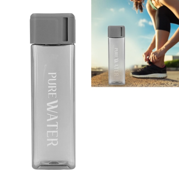 500ml 17oz Vattenflaska Transparent Bärbar Brev Tryckt Dricka Vattenflaska med handledsrep Grå