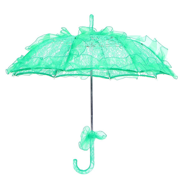 Bröllop Brud Paraply Unik Fällbar Spets Tyg Parasol Paraply Prestanda RekvisitaGrön