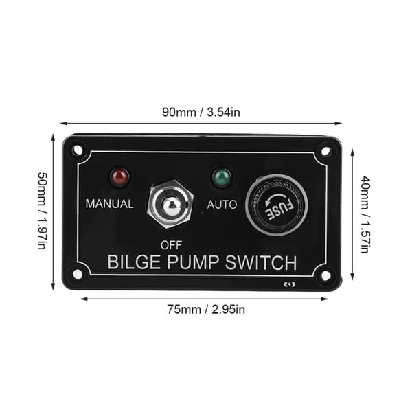 12V DC LED Indikator Länspumpspanel Manuell / Av / Auto för Båt Marin