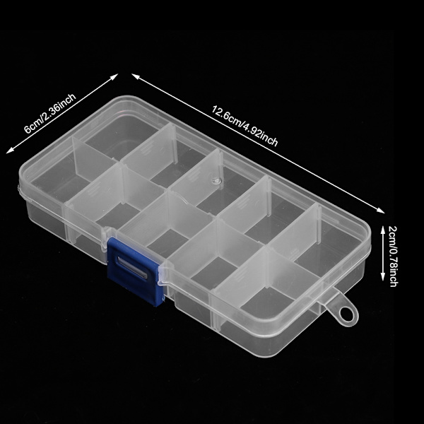 6PCS Transparent Vit Plast Bärbar Hållbar Fiskebeten Bete Linje Krokar Tackle Förvaringslåda Väska Tillbehör 10 Fack