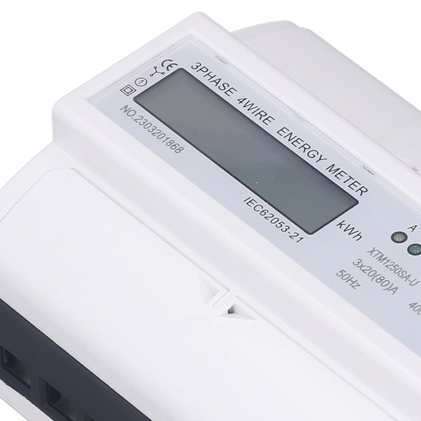 Elmätare 3-fas 4-ledare 7P LCD Digital Display DIN-skena Montering Strömövervakning