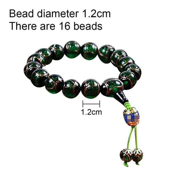 Grönfärgat glasarmband, Buddha-pärlor, Elastic Yoga