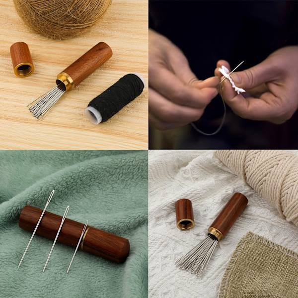 30 st stora ögats sy nålar, 6 storlekar broderi nålar, hand stickning nålar gobeläng nålar med trä nål fall självtrådande nål för