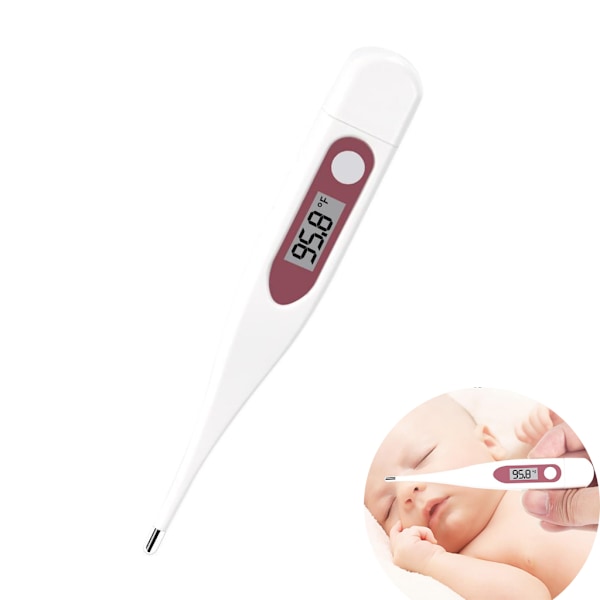 Digital Termometer med Kliniskt Korrekta Resultat för Oral, Rektal och Armhåle-användning, Flexibel Spets, Tydlig LCD-display med Växlingsbar C/F, Vattentät