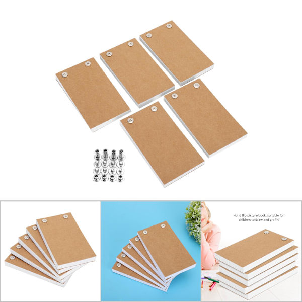 5 st Flip Book Kit Separata Handmålade Böcker Skruvar Set Barn Målningsverktyg