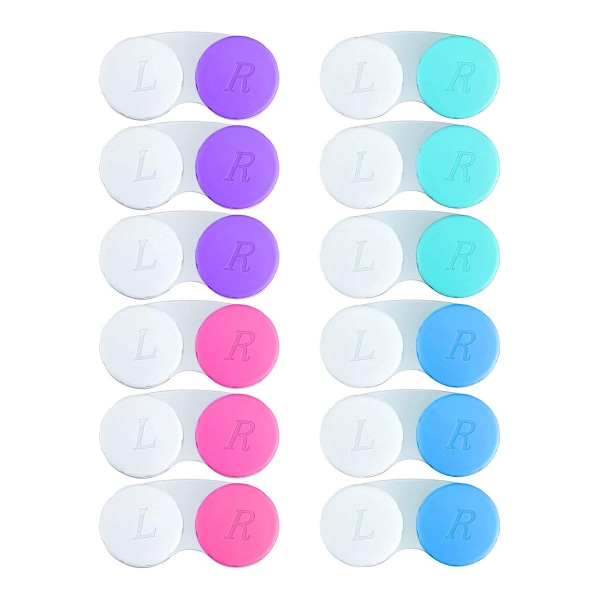12-pack färgglada kontaktlinsfodral Case Behållare Soak Storage Kit