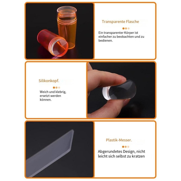Fluorescerande nagelkonstform med 2 skrapor, nagelkonst gelé mjuk silikon nagelform bildbräda nagelkonstverktyg DIY (orange och rosa röd) 2-delad uppsättning