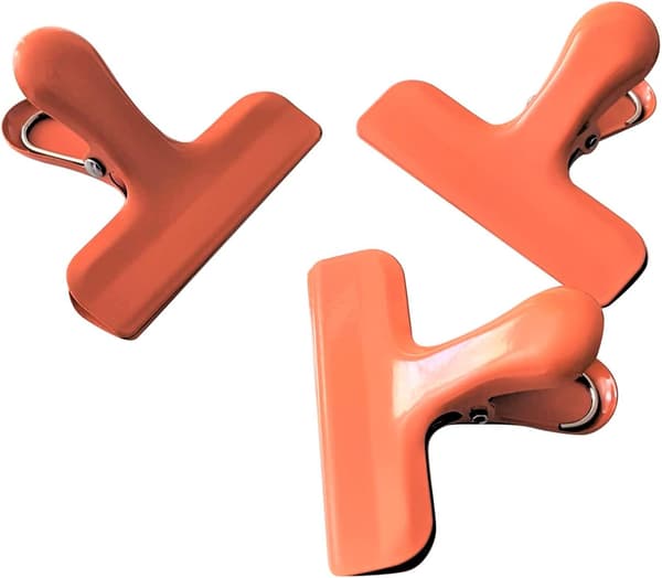 Croc Jaws Chip Clips Orange. Rustfrit stål. 3 tommer - Pakke med 3