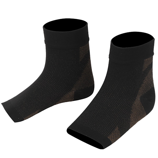 1 par kopparfiber fotledsskydd häl sportledsskydd kompressions anti plantar fascia andningsbara strumpor koppar färg L/XL