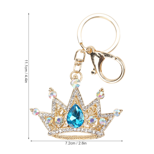 Rhinestone Nyckelring Krona Form Blank Nyckelring för Bil Hänge Väska Prydnad Blå