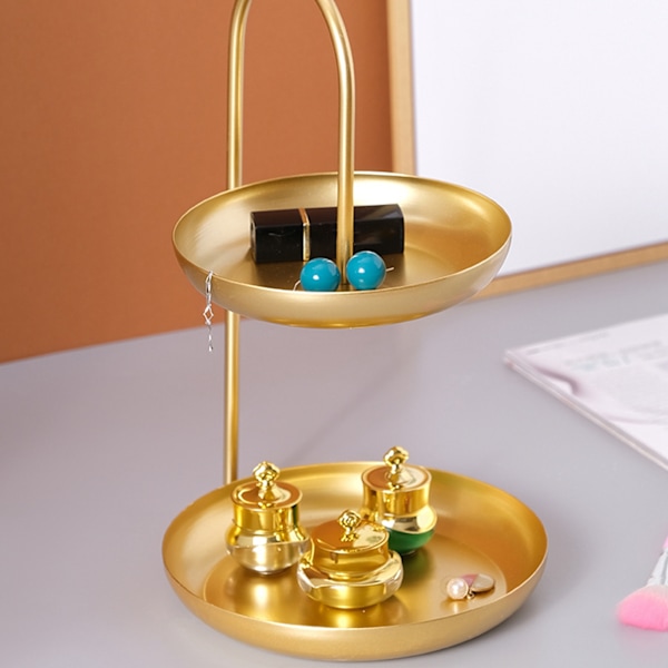 Modern Fruktkorgställning, Lättmonterad Tvåvånings Dessertbricka Med Stor Kapacitet, Smyckeshållare Organizer För Ditt Sminkbord, Stabil