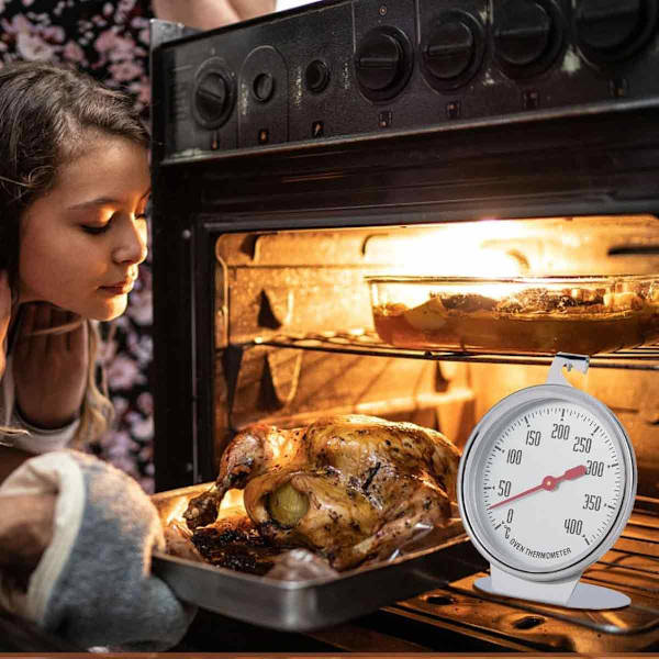 Ugnstermometer Temperaturindikator Direktläsningstermometer Rostfritt stål Sond Stativ Uppringning Stor mätare Köksbakningstillbehör