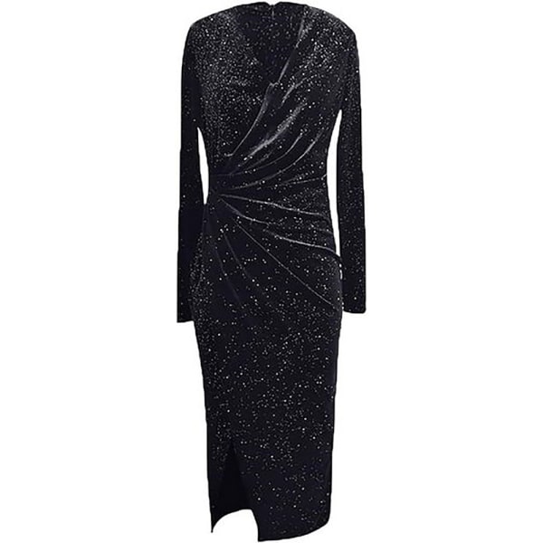 Vinterklänning dam ärmlös sammetsklänning bodycon med volanger spaghettiband V-ringad festklänning miniklänning klänningar med slits