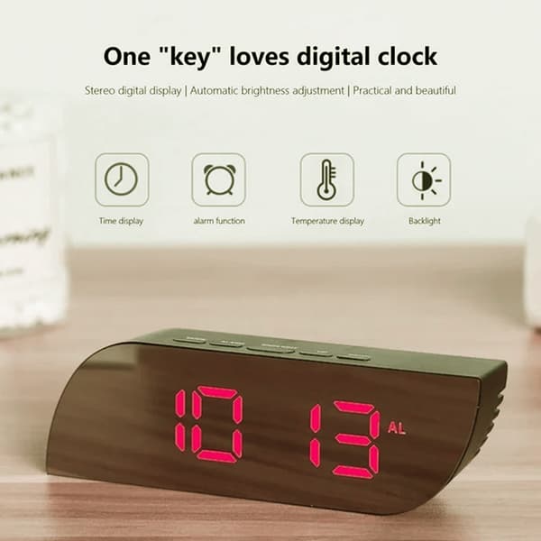 Digital klocka med stor display, LED-väckarklocka för sminkbord