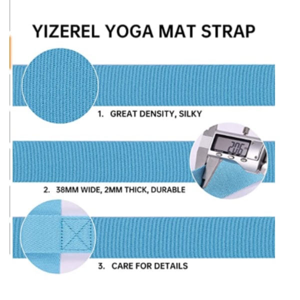 2-pack yogamattrem för transport, yogamattväska, justerbar yogamattremslinga för yogamatta, träningsmatta, endast rem